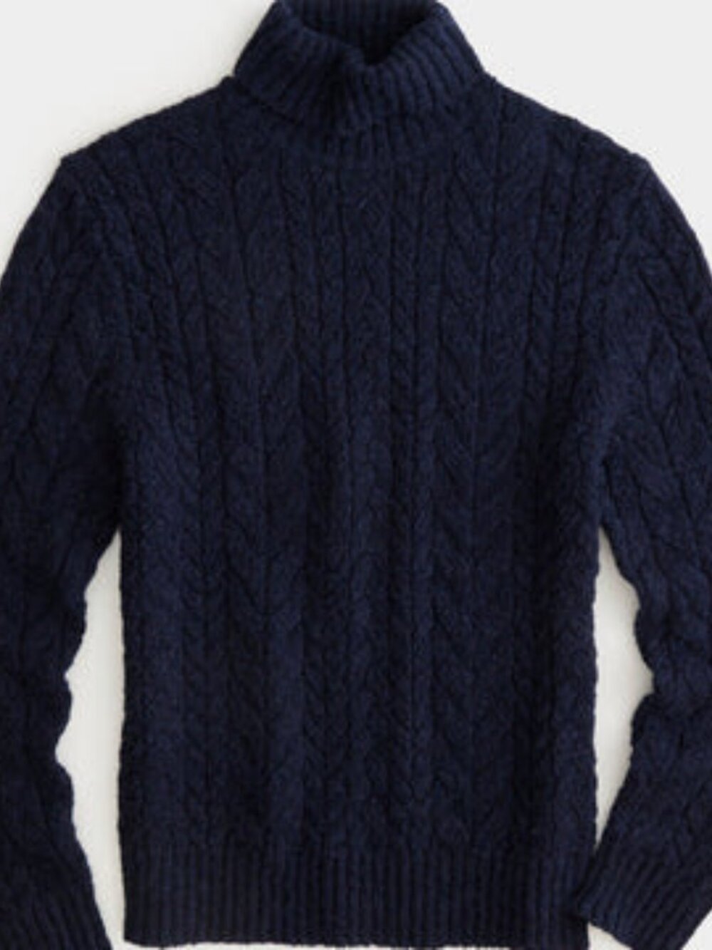 Todd Snyder Alpaca Wool Cable Knit Turtleneck Sweater — Navy — Size Small